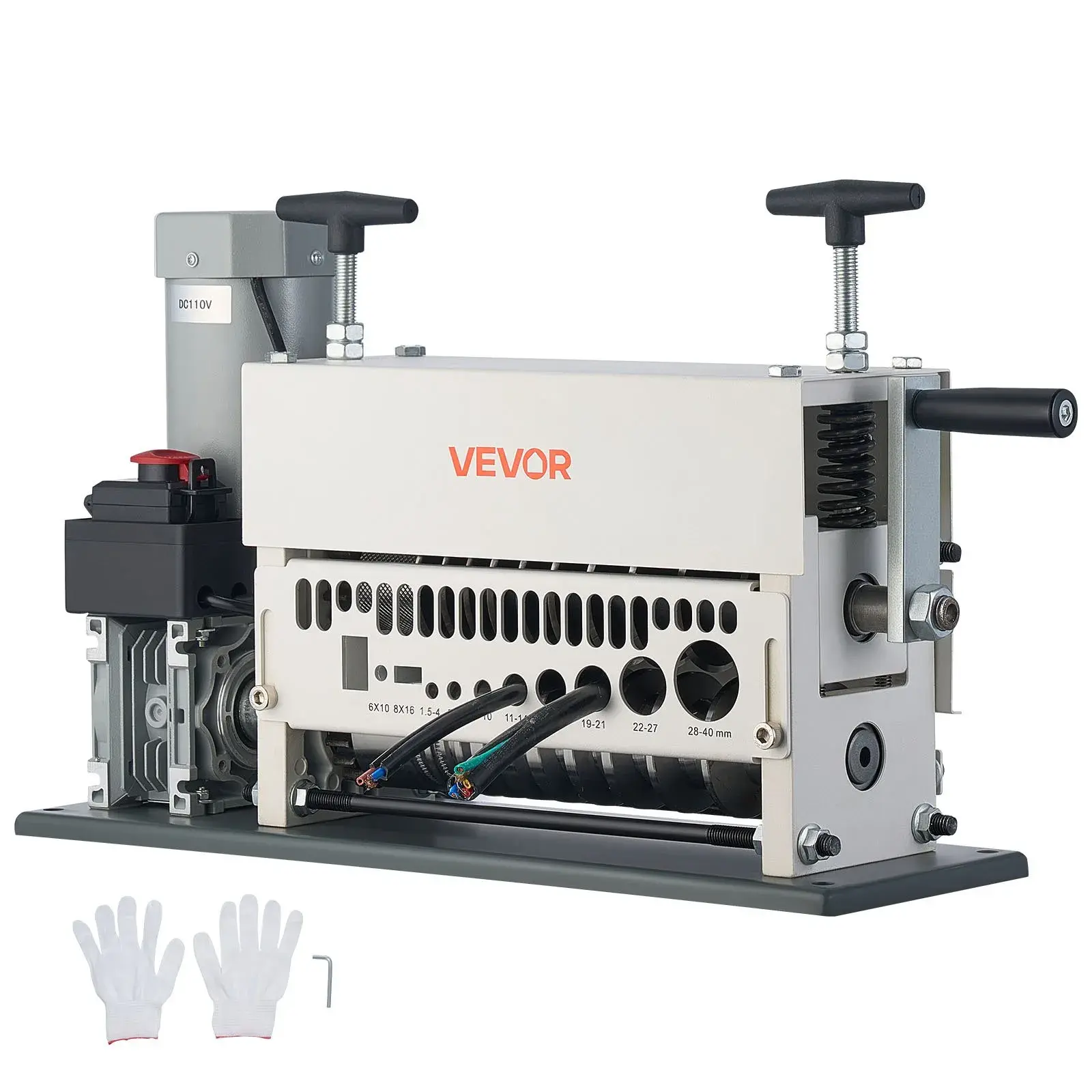 VEVOR 370W Automatic Copper Cable Stripper Machine, 0.06-1.57in 11-Channel Tool with Manual Hand Crank & Emergency Stop Button, Dual Modes Hardware Tool for Scrap Copper Recycling, Garage Cable Prep Easy, DIY Projects Handles