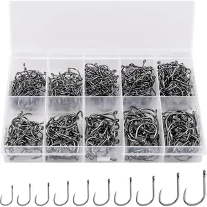 500PCS/100PCS ReeMoo Premium Fishing Hooks, 10 Sizes/4 Sizes Carbon Steel Fishing Hooks W/Portable Plastic Box, Strong Sharp Fish Hook with Barbs for Freshwater/Seawater : Sports & Outdoors