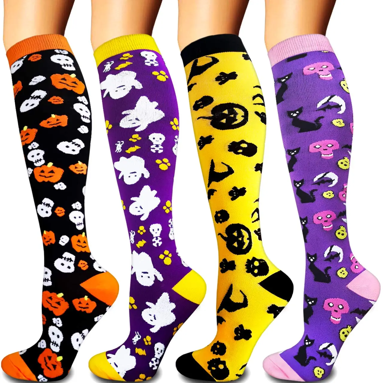 Compression Sports Socks Set - Athletic Running Gear, Abrasion-Resistant, Breathable Nylon Blend Cotton Socks with Anti-Slipping Design, All-Season Use, Machine Washable