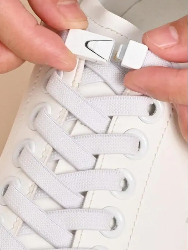1pair Elastic No Tie Shoelaces With Switch Buckle, White Color, Suitable For Sneakers, Training Shoes And Casual Shoes,White Shoes,Basketball Shoes, Winter Gift Ideas