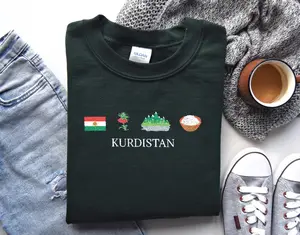 Embroidery Kurdistan Sweatshirt, Kurdish Sweatshirt, Crewneck Jumper, Kurdish Gift, Heavy Blend Sweatshirt, Unisex Kurdish Top