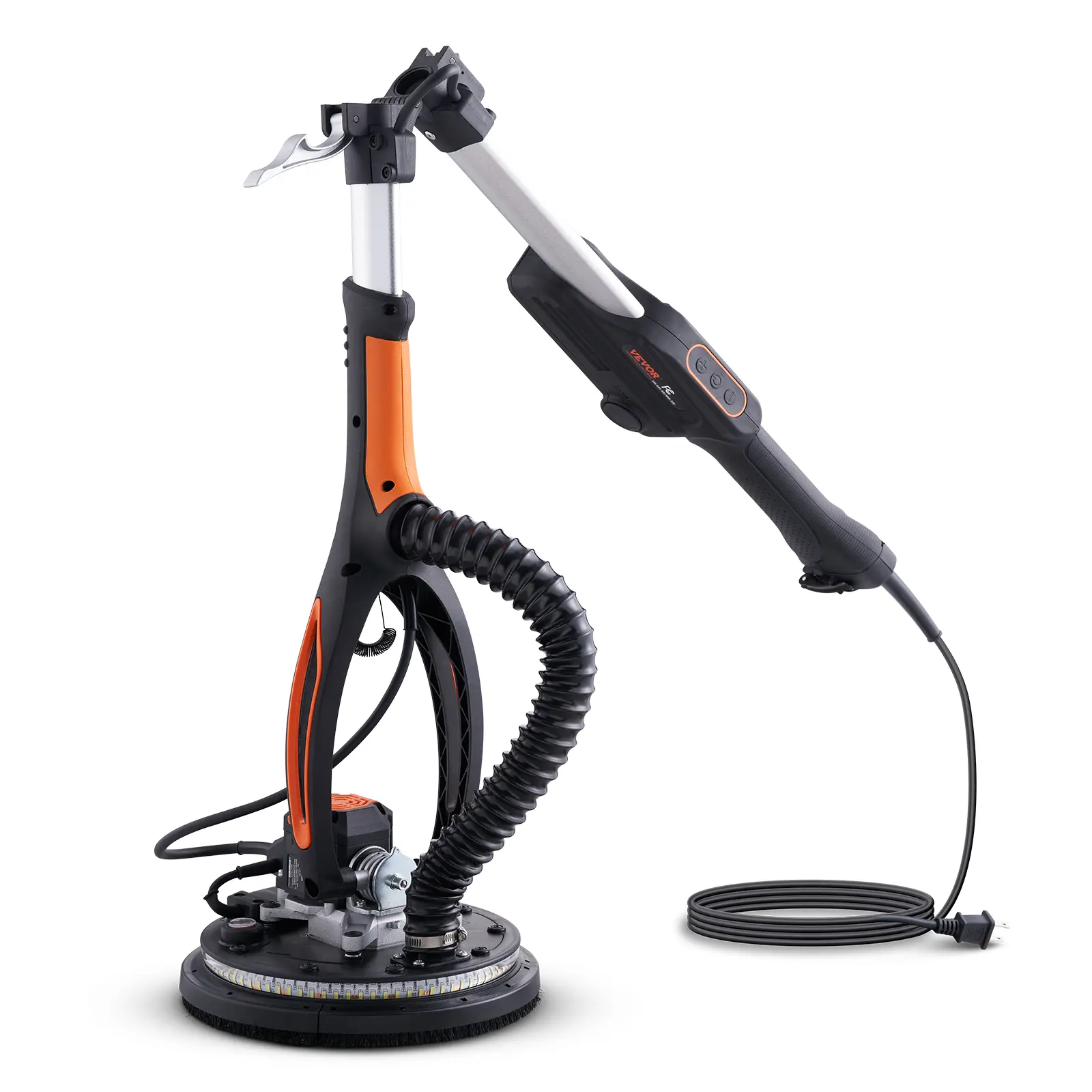 【summerfinds】VEVOR Drywall Sander, 800W Brushless Motor Electric Sander, Variable Speed 1000-2300 RPM Wall Sander, Foldable Ceiling Sander with Double-Deck LED Lights, Extendable Handle, 12 Sanding Discs