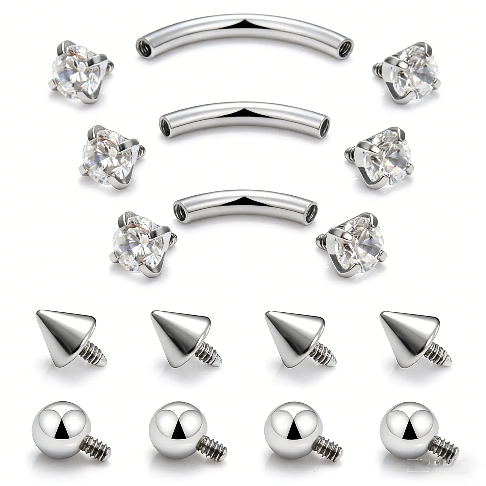 16G Surgical Steel Curved Barbell Set - Internal Thread Body Piercing Jewelry for Eyebrow, Lip, Rook, Belly Button Piercing (6mm/8mm/10mm), 5-18 Pc Spooky Season Labret & Vertical Labret Jewelry, Labret Piercing