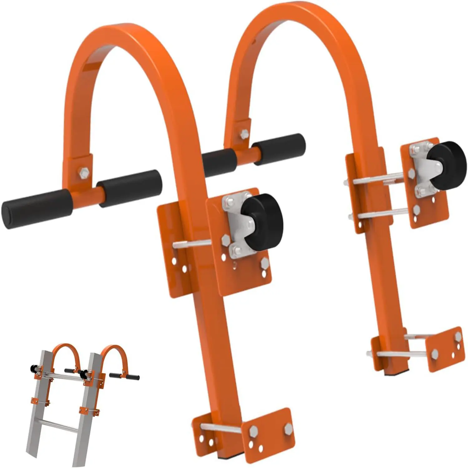 2pcs Roof Ladder Hooks Heavy Duty Steel Extension Ladder Stabilizer for Roof Ladder Roof Hook with Wheel Extension Ladder Rubber Grip T-Bar for Roof Ridge
