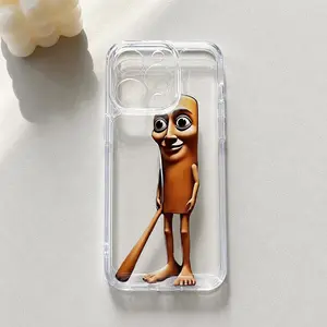 Luxury Fashion Cute Fun Cartoon Tung Tung Sahur Protective Phone Case, Transparent Tpu Soft Back Cover for Smartphone iPhone 16e 16 15 14 13 12 11 Pro Max X XR XS Max 8 7 Plus Accessories Shockproof Phone Cover-TMTKK-GY,Halloween,Horror,Character,Silicone