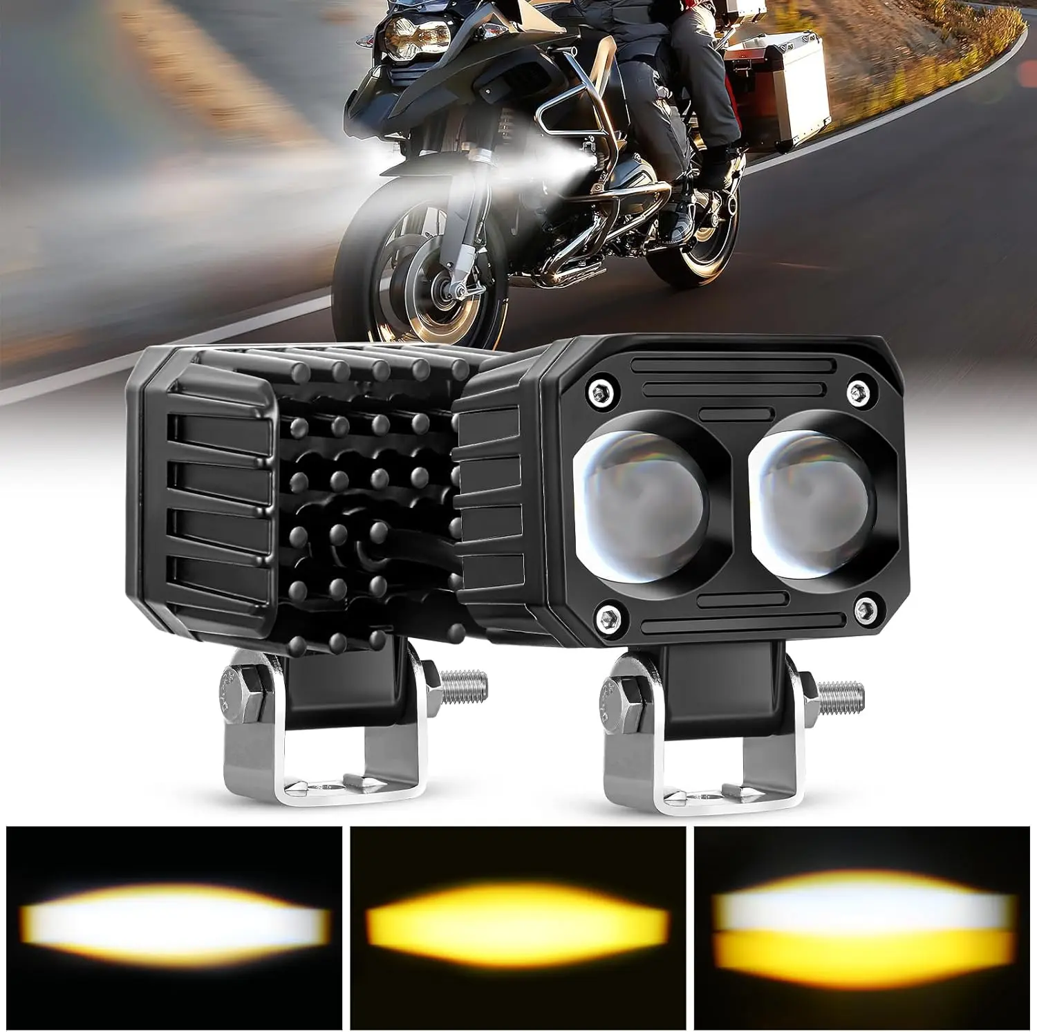 Nilight Motorcycle Driving Lights 2.5 inch White Amber Spot Beam Fog Light LED Pods IP67 Waterproof Auxiliary Offroad Lighting for Motorbike Dirt Bike e-Bike Scooter Snowmobile ATV UTV SUV Vehicle  dealsforyoudays High Lumen Headlight, Motorcycle Headligh