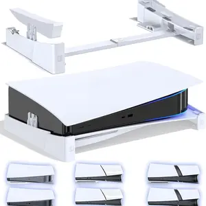 PS5/Slim/Pro Horizontal Stand for Disc & Digital Console, Stable PS5 Accessories Base Stand with Upgraded Support Rods on Bottom & Scalable Design