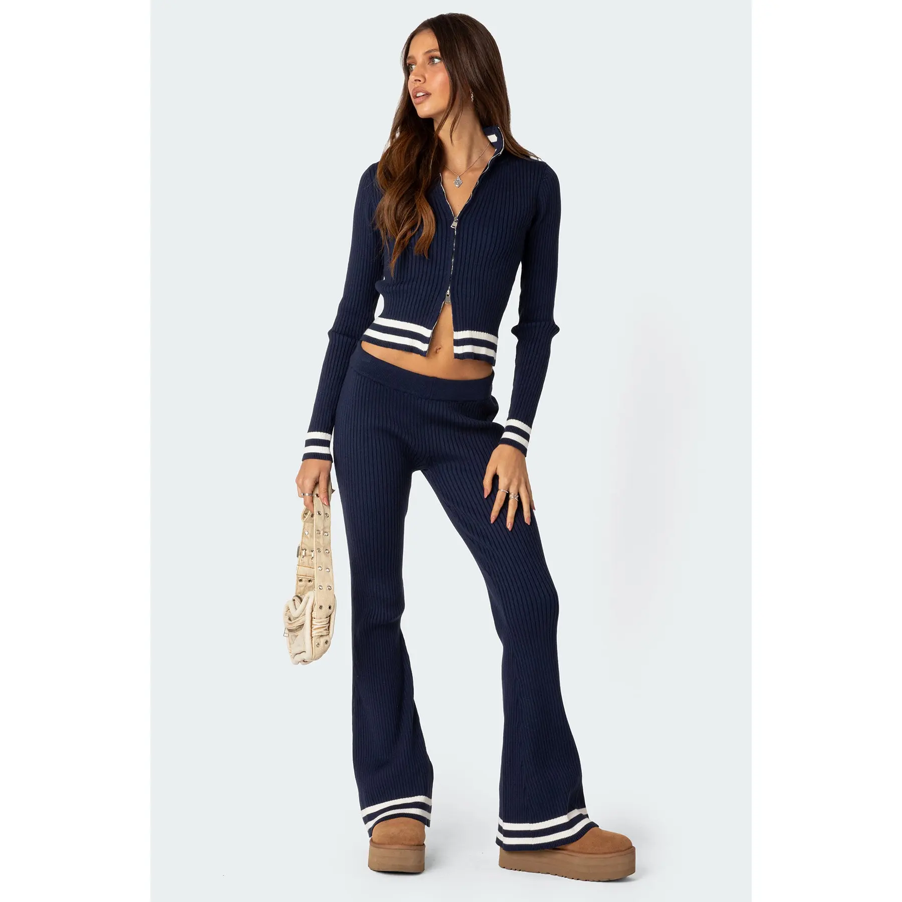 Pluto Ribbed Flared Pants