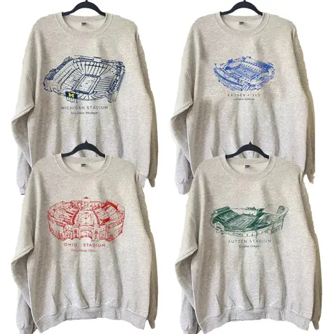 University Football Stadium Sweatshirt Unisex Crewneck Sweatshirt Game Day Football Shirt for Men and Women Gift for Football Fans Dad Mom Husband Boyfriend Girlfriend