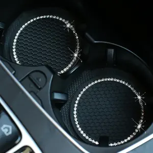 2 Piece Set Sparkling Car Cup Holders, Universal Vehicle Stand Inserts, 2.75 Inch Anti-Slip Silicone Drills, Best Gift for Women