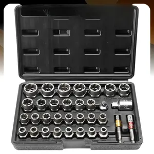 Bolt Extractor Set,  29-Piece Bolt and Nut Remover Set, 6mm to 10mm, 13/32" to 3/4", CR-MO Steel Extraction Socket Set with Storage Case, for Removing Damaged Rusted Bolts, Nuts and Screws