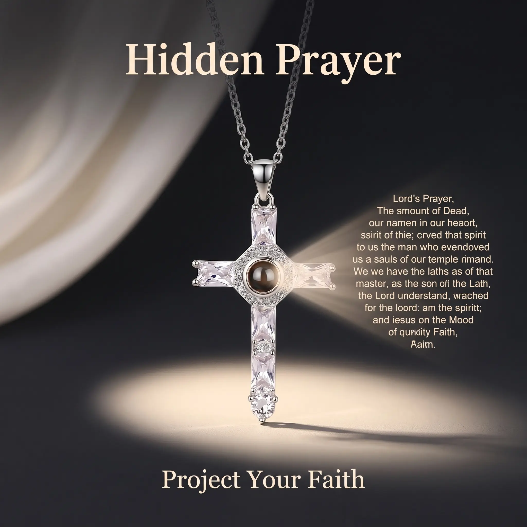 Crucifix Necklace with Lord's Prayer Inscription - Exquisite Design, Rose Gold & Silver Options, 2-Piece Gift Set, Meaningful Religious Costume Jewelry for Loved Ones, Daily Faith Expression Fashion Accessory