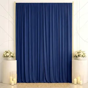 Spandex Backdrop Curtain Navy Blue 10ft x 14ft, 4-Way Stretch Wrinkle-Free Photo Booth Backdrop with Rod Pockets for Wedding & Events
