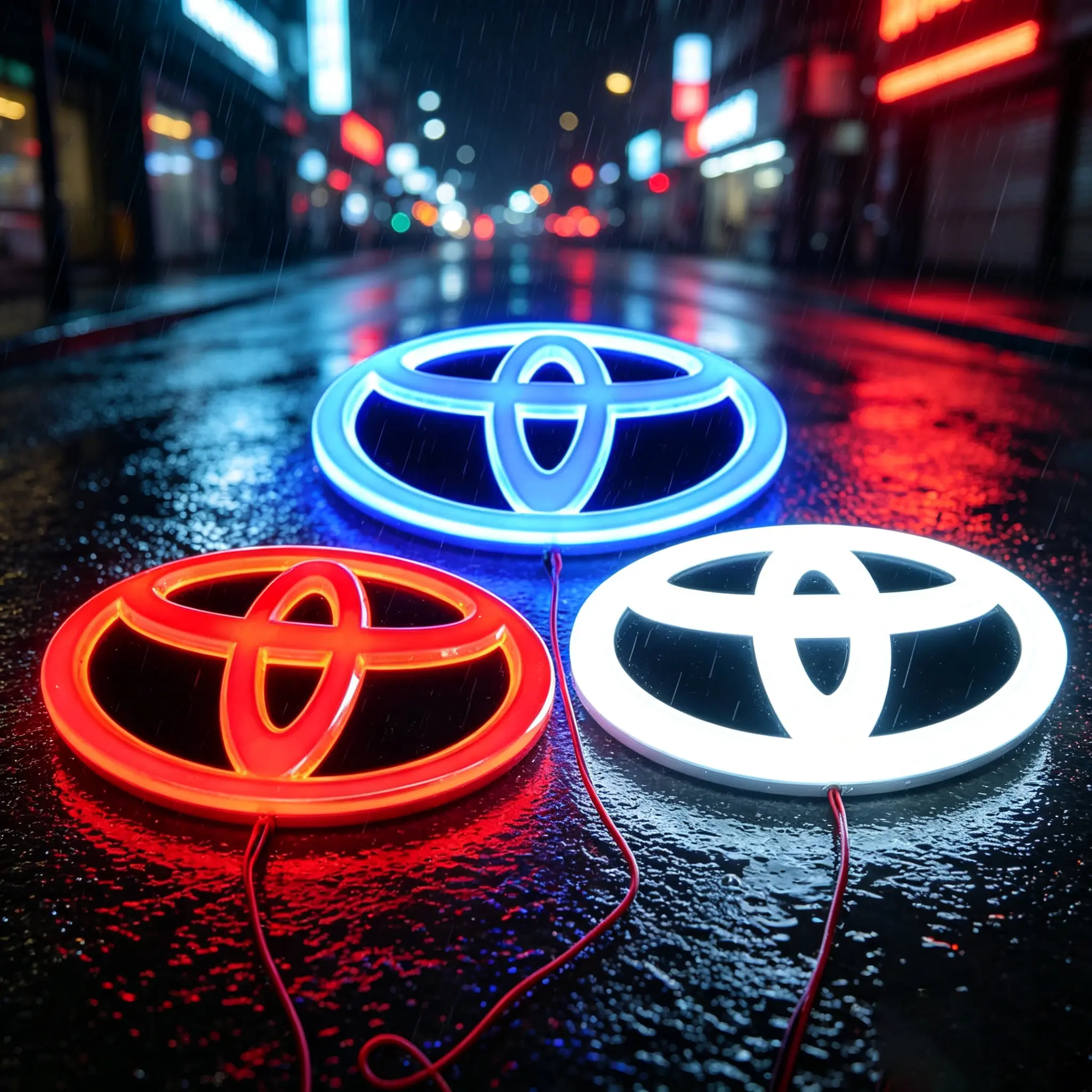 4D LED Toyota Emblem Overlay (4 Sizes: 3.9" to 6.3") - Hardwired Light Up Badge, Self-Adhesive Grille & Trunk Accessory
