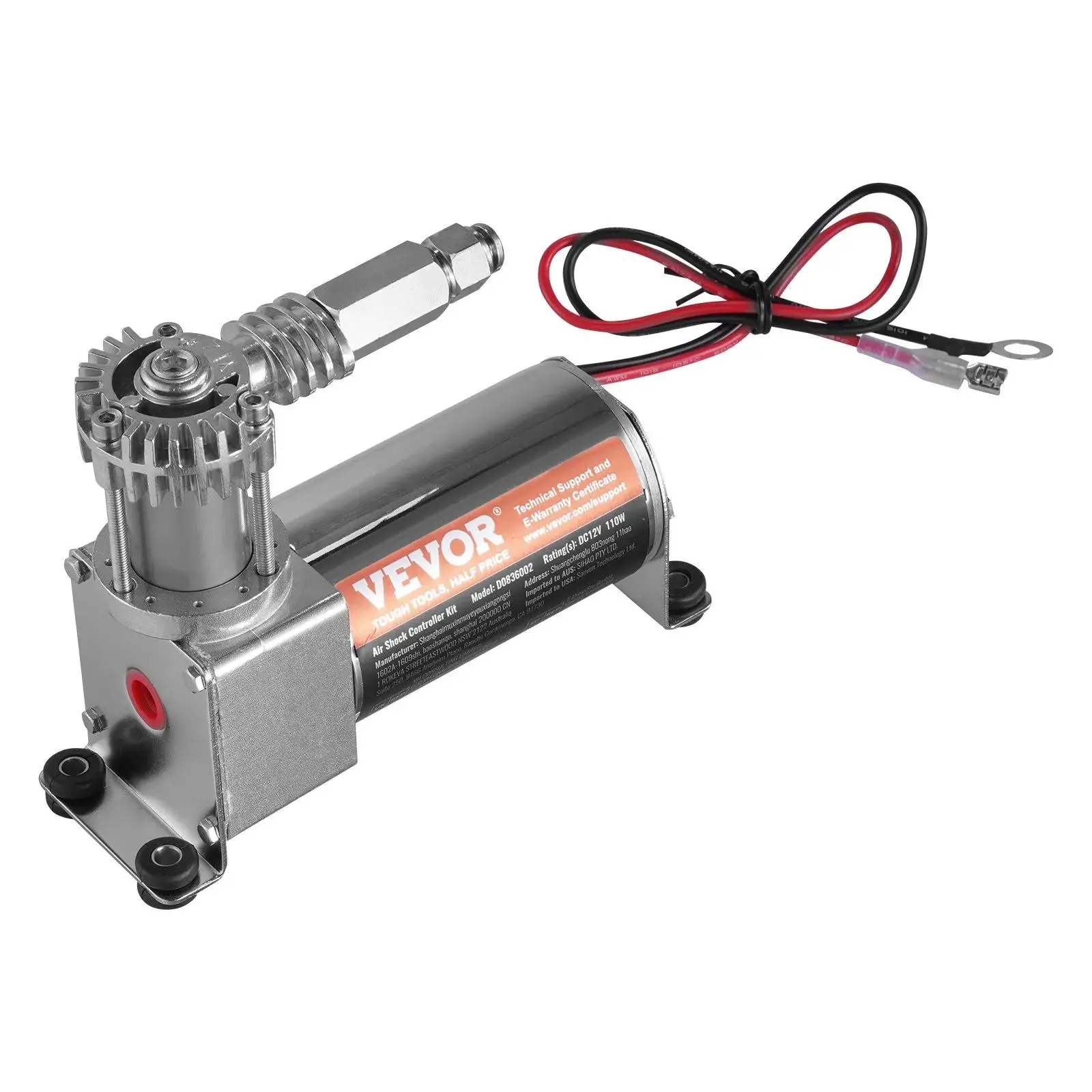 【toolupgrade】VEVOR 12 VDC Compressor Kit, 100 PSI Onboard Quick Inflate Air Shock Controller, Single Path System with Pressure Gauge, Air Line, Heat-Safe Cables for Trucks (2500 lbs to 7500 lbs Springs, Convenient Control)
