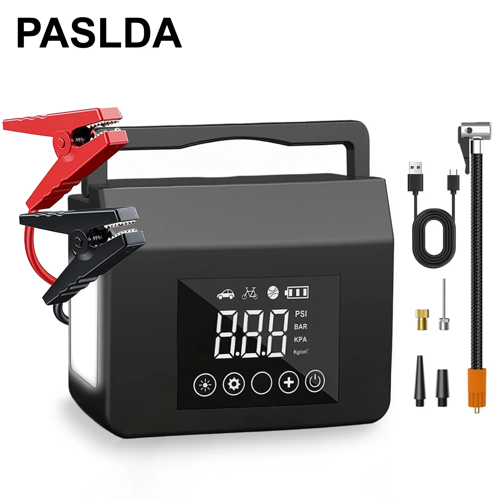 【PASLDA】4000A Portable Car Jump Starter with 150PSI Air Compressor & Digital Tire Inflator, Type-C Quick Charge Power Bank - Men's Car Accessory, Auto Accessory, Portable Charger, Gifts for Him