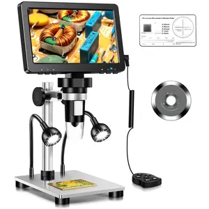 DM9 Pro 7" HDMI Digital Microscope 1200X – 1080P 16MP IPS Coin & Soldering Microscope, 10 LED Lights, Ultra-Precise Focus, PC/TV View, Ideal for Adults, Education & Hobbies