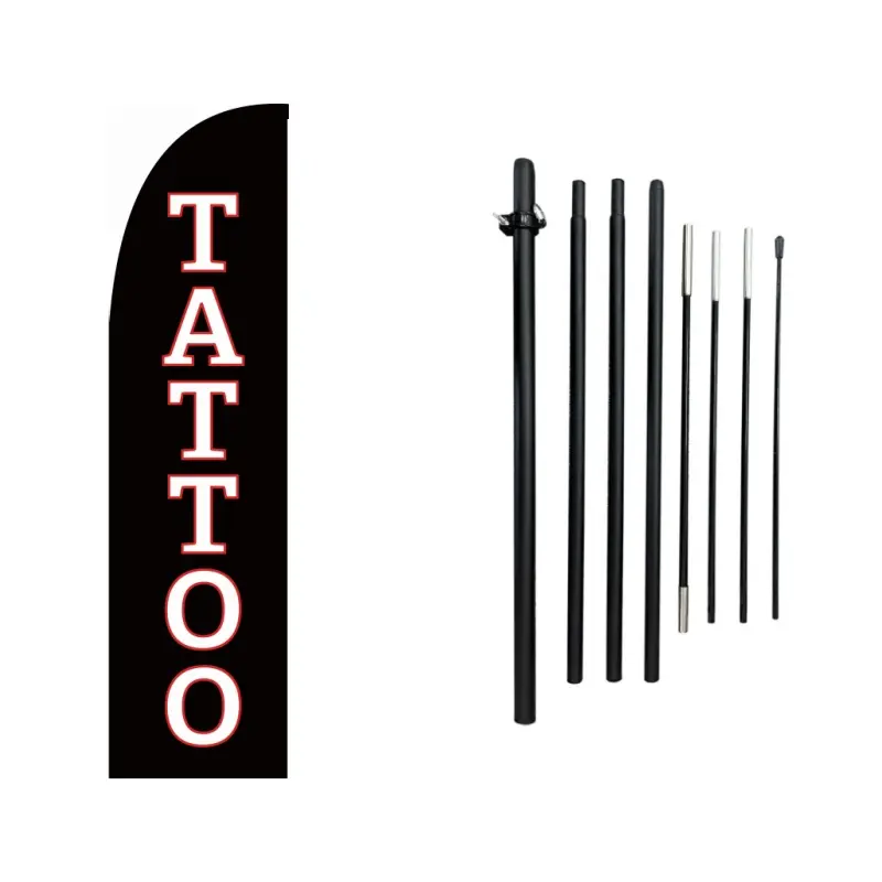 Tattoo Feather Flag for Business, 11FT Outdoor Advertising Swooper Banner with Pole  Tear-Resistant Polyester Sign for Shops & Events