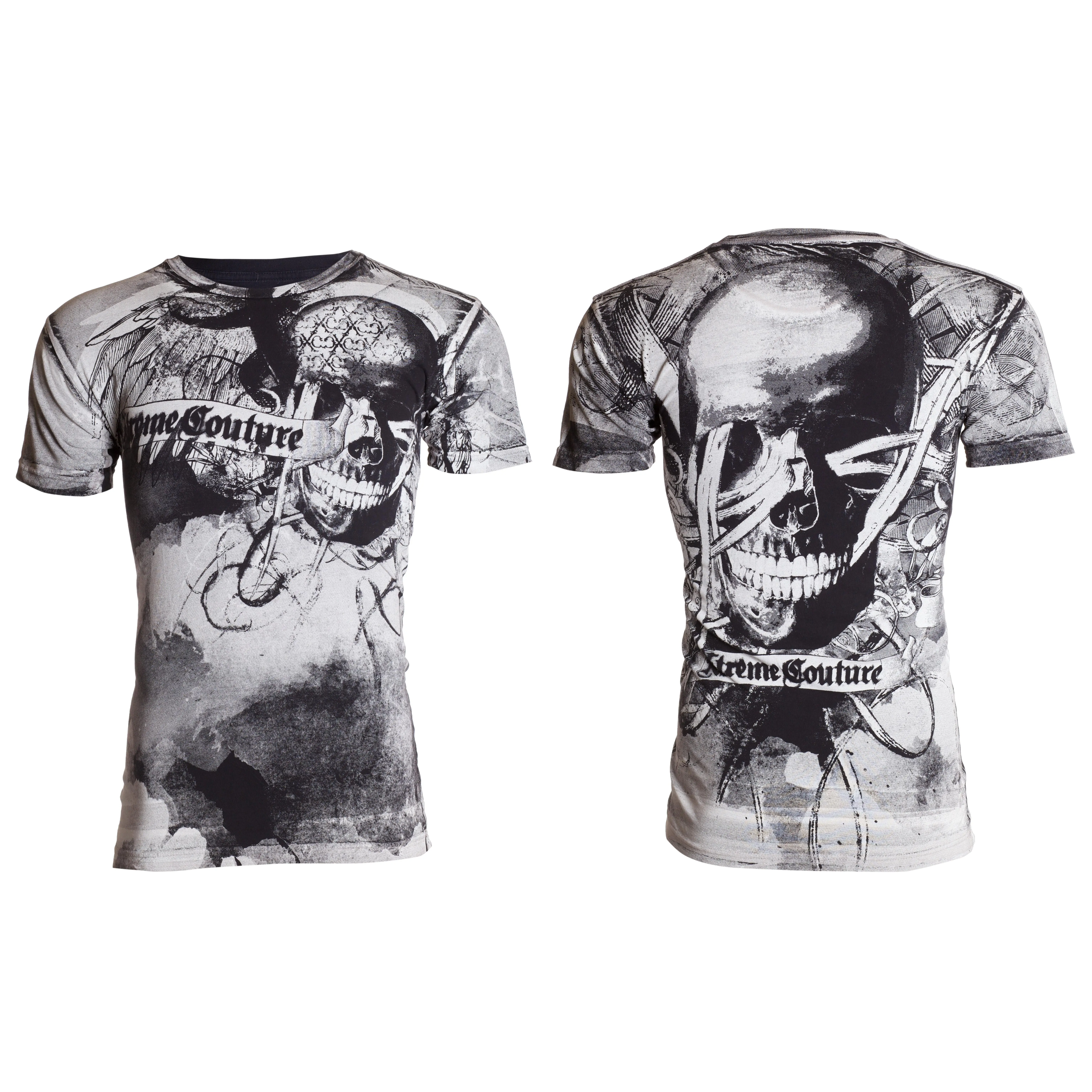 Xtreme Couture by Affliction Men's Crossed Out Cross Graphic T-Shirt - 100% Cotton, x202 Casual Short-Sleeve Crewneck Top, Cross Emblem Decal Men's Short-Sleeve T-Shirts