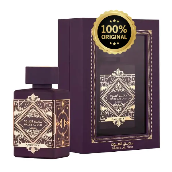 Lattafa Badee Al Oud Amethyst Eau de Parfum, High Quality Unisex Fragrance with Bergamot, Rose, and Vanilla, Long-Lasting Floral Scent, 100ml (3.4oz), Aroma Scented Floral, Floral Citrus Scent