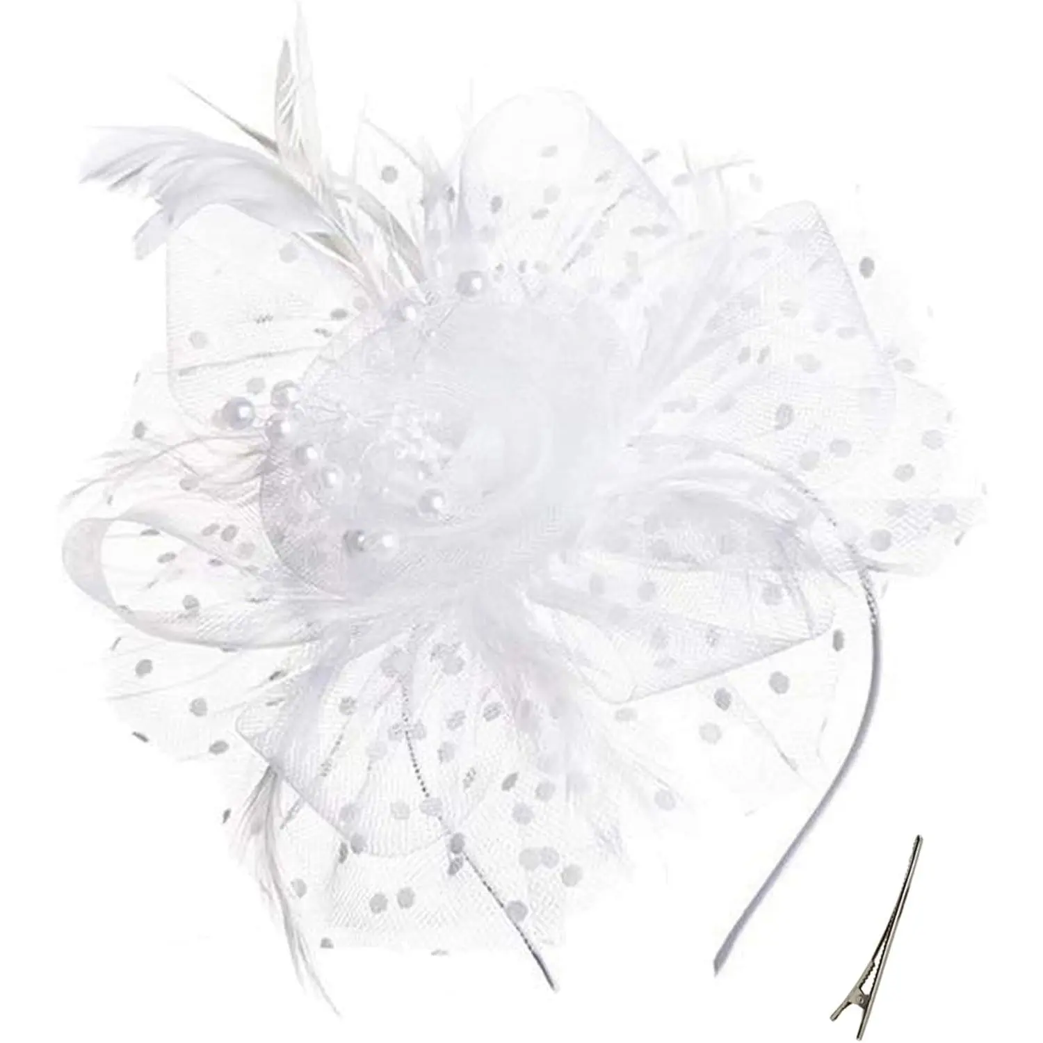 Fascinators for Women  Party Headband Hats  Flower Mesh Feathers Headwear Hair Clip for Wedding