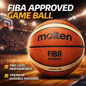 Molten Durable Soft Leather Basketball Gm7x7, Pro Level Performance, Men's High Elasticity Indoor Outdoor Ball, Fiba Approved, Perfect for Games, Comfortable Grip, Premium Durable Material, Portable Basketball