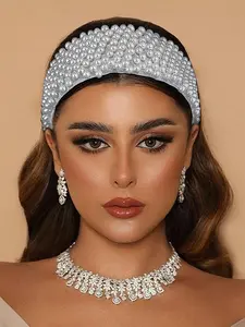 Faux Pearl Decorated Headband, Elegant Bridal Headwear for Wedding Bridal Party Formal Occasions, Fashion Hair Accessories for Women