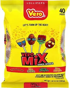 Vero Banda Fuego Mix Chili Paleta Lollipops Candy Snack