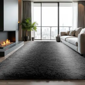 Area Rugs for Living Room Large Men Room Carpet 5x8 Bedroom Fluffy Furry Shag Aesthetic Plush High Pile Floor Rug for Kids Room Dorm Home Decor Gray