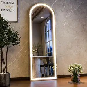 Arch LED Full Length Mirror 64"x21", LED Full Body Mirror with 3 Color Lighting, Standing or Wall-Mounted, Modern Bathroom, Bedroom, Living Room Decor