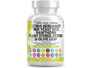 Clean Nutraceuticals Citrus Bergamot, Red Yeast Rice, Hawthorn, Plant Sterol Esters, Olive Leaf & More for Rich Heart Health Supplement Capsules – Cardisol