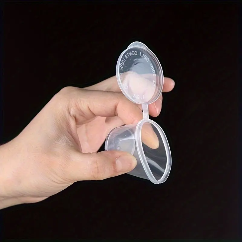 50/100pcs Small Plastic Disposable Sauce Cup Food Storage Preserving Container Transparent Box + Lid for Hotel Commercial Domestic Kitchen Disposable Dinnerware Plastic Party Cups Disposable Clear Plastic Plasticware Disposable Sauce Cups With Lids