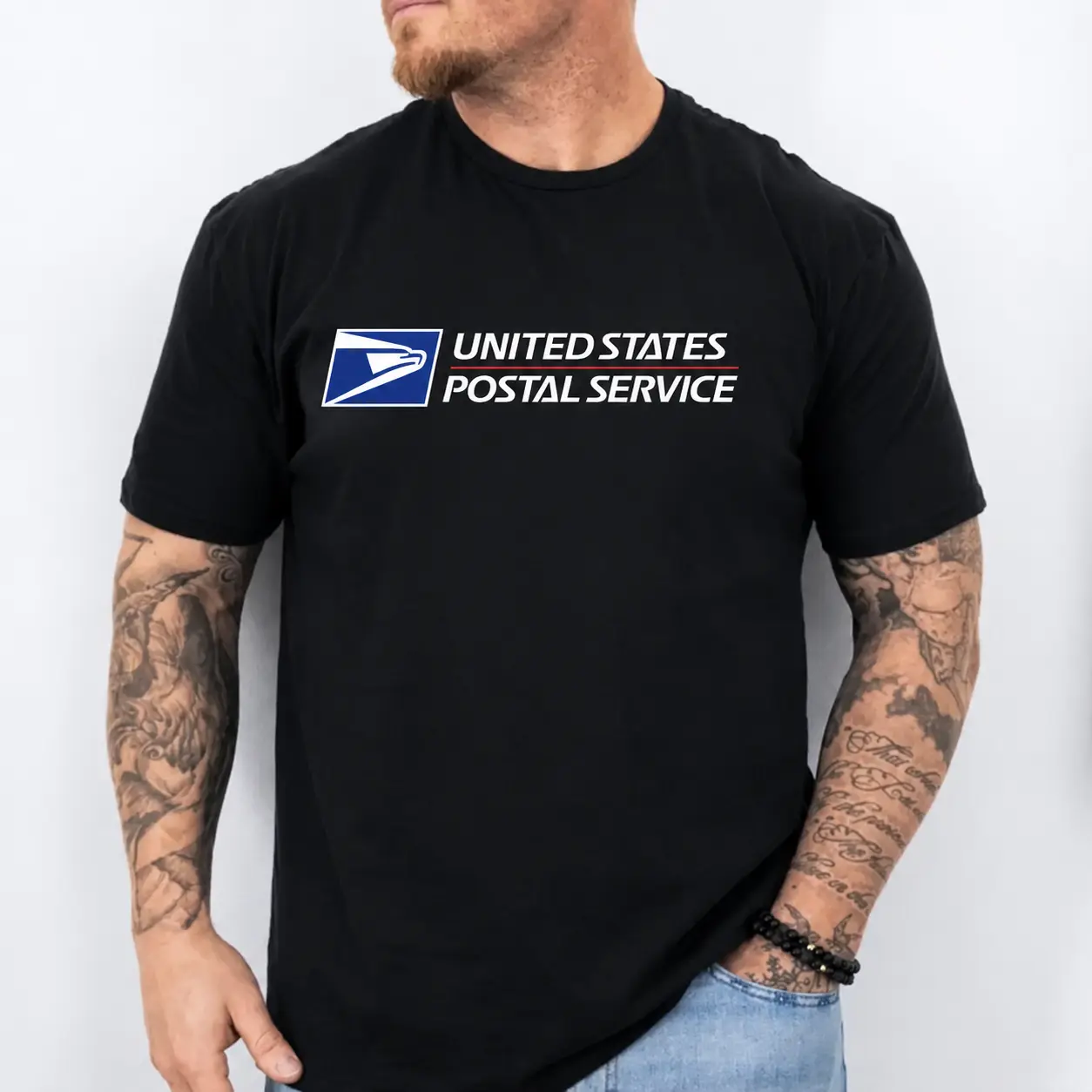 USPS United States Postal Service Logo T-Shirt For Men Classic Postal Worker Tee Casual Short Sleeve Black Top Gift For Mail Carrier