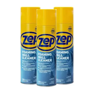 Zep Wall Cleaner Foam 18 oz (3 Pack). Household, Heavy Duty Foaming Wall Cleaner, Thick Clinging Foam Lifts Scuffs & Grime, ZEP No-Scrub Formula for Painted Walls & Surfaces, Simply Spray Wipe and Done, Safe on Finishes Leaves No Residue