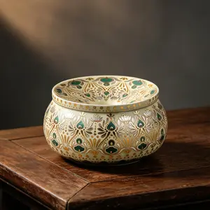Vintage Ceramic Ashtray with Lotus Design, Elegant Ceramic Funnel Ashtray, Perfect for Home Living Room Office Reception