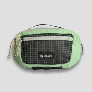 Megabeta Bitty Beta Hip Pack 1.5L Eco-Friendly Repreve Polyester & HDPE Gridstop Front Zipper Closure Adjustable Handle 5.5x8x4"