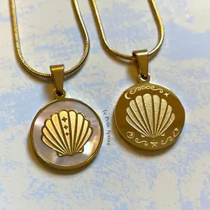 Beach Lover Forever Double-Sided Light Shell Necklace jewelry women trendy stainless
