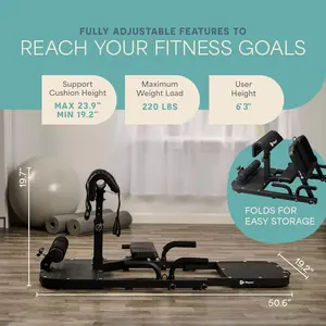 Hip Thrust Machine – Adjustable Glutes Workout Equipment for Home – GluteBlast Foldable Booty Builder, Sissy Squat Machine, Thrust Glute Bench, Home Gym Glute Workout