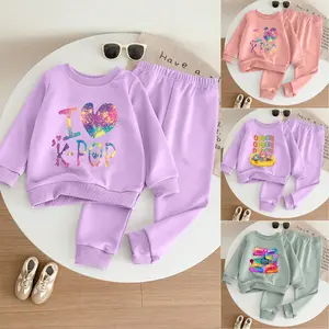 1PCS  Hoodies Set Medium Size Long-sleeved Shirt for Toddler Girls Regular Fit Autumn Casual Wear with Cartoon Graphic Print