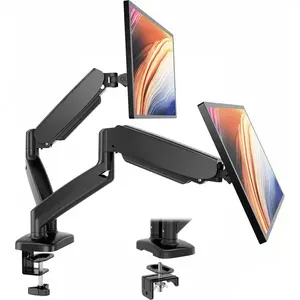 Dual Monitor Stand Arm, Gas Spring 2 Monitor Desk Mount Adjustable Height Swivel VESA Bracket with Clamp and Grommet Base Fits 13-32 inch