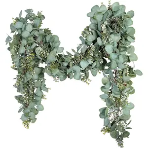 6.56 Ft Lush Eucalyptus Garland Silver Dollar Leaves Boxwood Artificial Faux Greenery Vines for Baby Shower Wedding Party Table Runner Room Home Mantle Decor