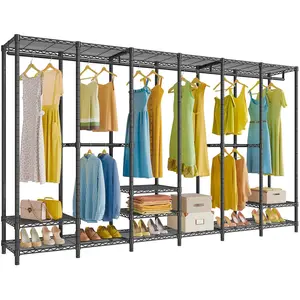 VIPEK V60 Series Extra Large Portable Wardrobe Closet Rack - No Drill Heavy Duty Clothing Rack for Hanging Cloth, Freestanding Bedroom Organizer with Adjustable Hanger, Black