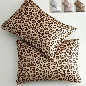 Leopard Print Pillowcase, 2 Counts/set Soft Comfortable Pillow Cover, Pillow Protector for Home Bedroom Dormitory Hotel Bedding Accessories, Bedding Supplies