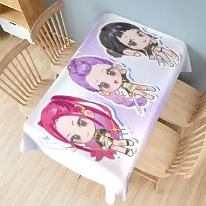 Huntress Group Trendy Anime Print Tablecloth, Rich Colors, High-Quality Polyester Fiber, Easy to Clean, Home Kitchen Decor