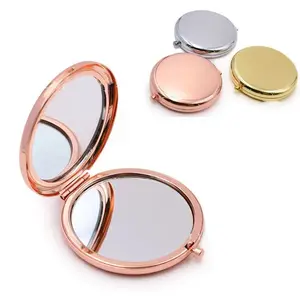 High Quality Double-Sided Compact Handheld Mirror, Portable Folding Makeup Mirror, Rose Gold Mini Pocket Mirror for Women Men