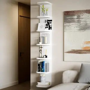7 Tier Wall Shelf Unit White Floating Shelves for Wall, Decorative Lack Shelf for Storage Curved Edges, Tall Vertical Display Shelf for Bedroom, , Living Room, Book Shelves