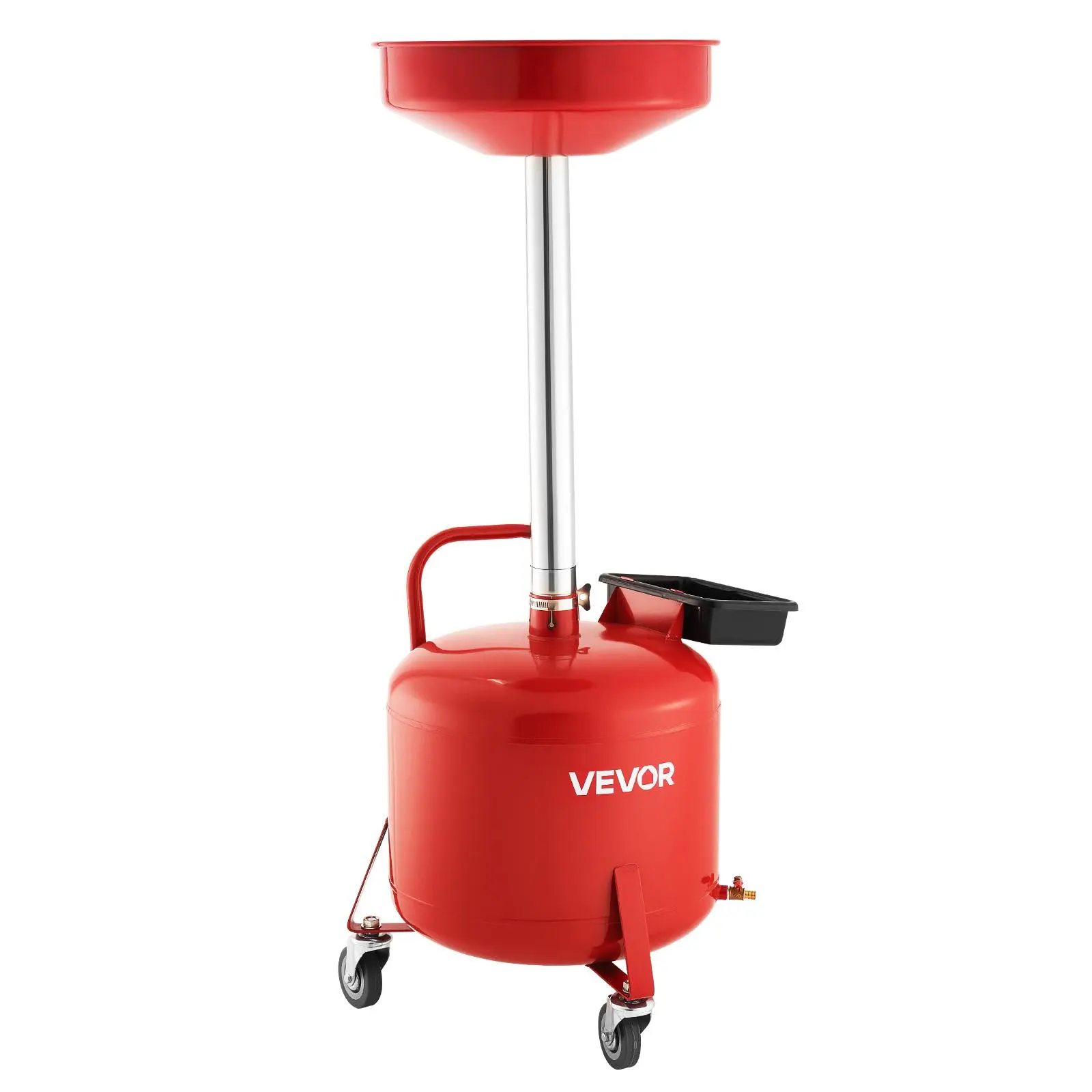 【summerfinds】VEVOR 8 Gallon Waste Oil Drain Tank, Industrial Fluid Drain Tank with Adjustable Funnel Height, Portable Oil Drainer with Wheels & Toolbox, Fluid Fuel Transfer Drainage for Auto Repair Shops, Red