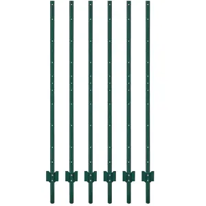 Garvee 6 ft Metal Fence Posts, Pack of 6, U-Channel No Digging Steel Stakes for Garden, Yard, Farm, and Outdoor Wire Fencing, Heavy Duty Green U Post, Easy to Install