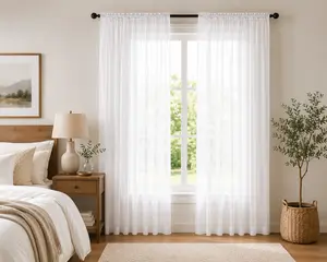 Sheer Curtain Panels, 2-Piece 52x84 in Household Textile Set for Home Window Decoration
