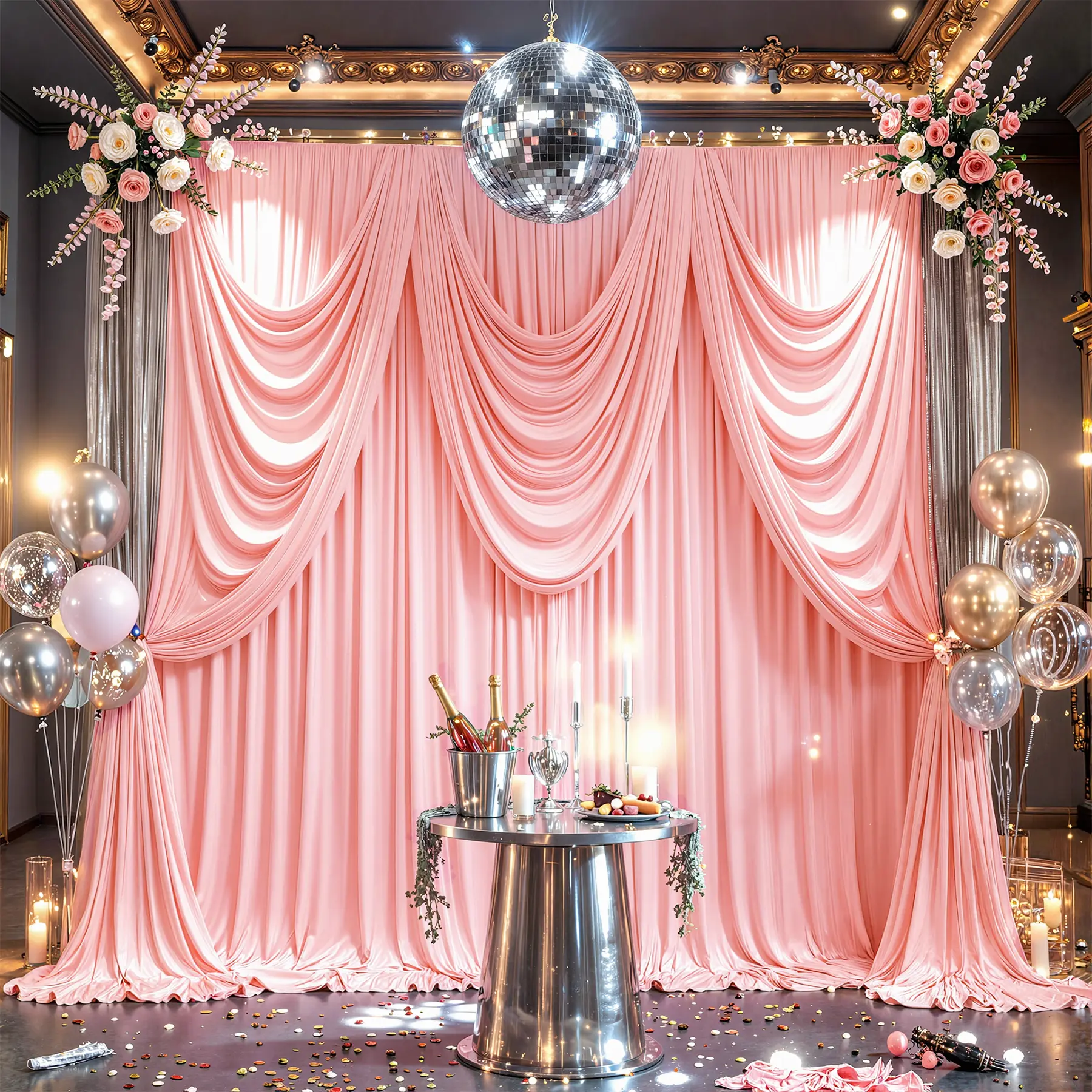 6-Panels Wrinkle-Free Polyester Backdrop Curtains (5x12ft) - Festive & Party Decor for Holiday, Wedding Events | Summer Sale, Mid Year Sale, Deals For You Day